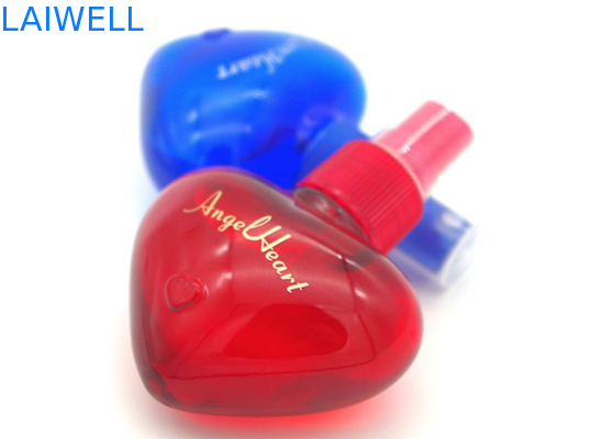Jarros plásticos del ANIMAL DOMÉSTICO de perfume 40ML de la capacidad portátil de encargo en forma de corazón del espray con el tapón de tuerca