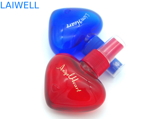 Jarros plásticos del ANIMAL DOMÉSTICO de perfume 40ML de la capacidad portátil de encargo en forma de corazón del espray con el tapón de tuerca