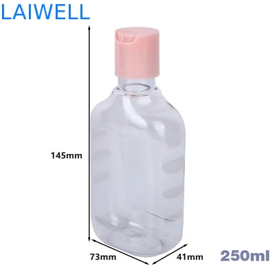 Envases de plástico reutilizables de las botellas transparentes de la loción del cuadrado del ANIMAL DOMÉSTICO de 73*41*145M M 250ML Eco para la organización casera