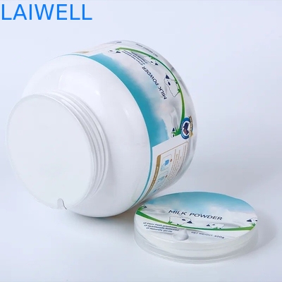 Envases de plástico reciclables durables del color de 129*129*106M M altos del ANIMAL DOMÉSTICO de la proteína de los tarros blancos del polvo para B2B