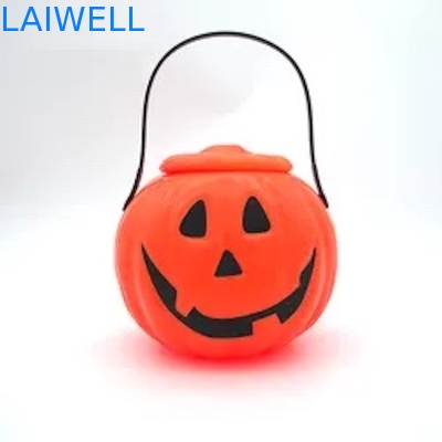 Cesta de encargo reutilizable del caramelo de la linterna del cubo de la calabaza de Halloween de los envases de plástico de los PP con la manija