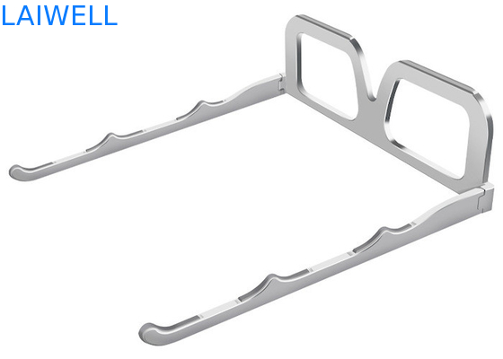 Cree el soporte de aluminio de plata plegable del ordenador portátil para requisitos particulares del metal del tenedor de la libreta de los vidrios