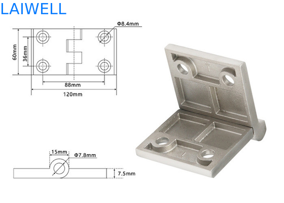 120 * 60 * 8MM Custom Metal Die Casting Gran rodamiento grueso de hardware industrial Chasis gabinete bisagra de acero inoxidable
