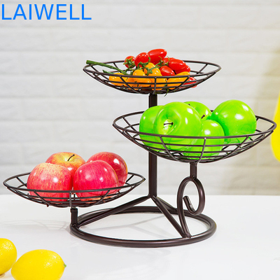 32 cm de altura horneado de hierro de metal negro de capas múltiples bandeja de hierro de frutas diseño personalizado para conveniencia