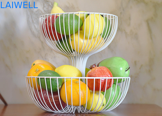 Diseño personalizado horneado hierro negro 2 capas de metal plato de fruta 27 * 35 * 24CM