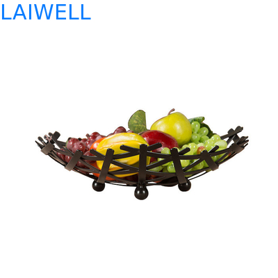 Artesanía de metal personalizada 35 * 9CM de bronce horneado de hierro creativo arte bandeja de frutas