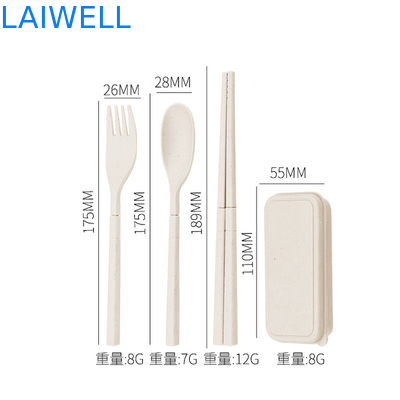 Eco Wheat Straw Fiber Blue Plegable 3-PC Flatware Set Acentos de vajilla sostenibles personalizables y reutilizables para su negocio ecológico