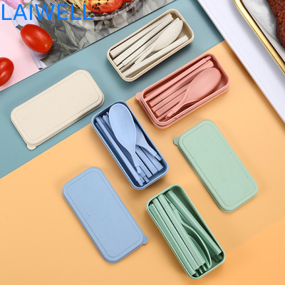 Eco Wheat Straw Fiber Blue Plegable 3-PC Flatware Set Acentos de vajilla sostenibles personalizables y reutilizables para su negocio ecológico