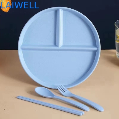 22CM Trigo verde Fibra de paja Hay compartimientos anticaídas Plato de comida Ecológico Comedor ecológico Suministros de vajilla