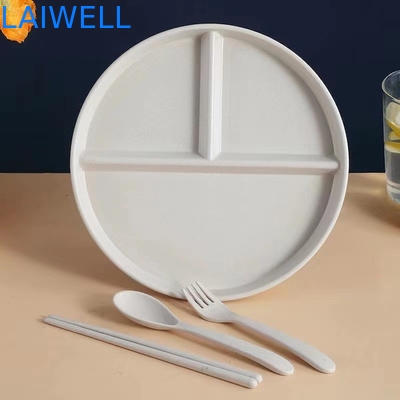 22CM Trigo verde Fibra de paja Hay compartimientos anticaídas Plato de comida Ecológico Comedor ecológico Suministros de vajilla