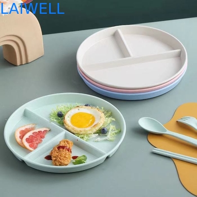 22CM Trigo verde Fibra de paja Hay compartimientos anticaídas Plato de comida Ecológico Comedor ecológico Suministros de vajilla