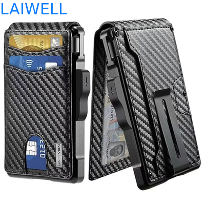 11.2*7.4*1.7cm Negro Porta tarjetas RFID de aluminio de alta capacidad Contiene hasta 12 tarjetas perfecto para viajes de negocios Diseño de lujo