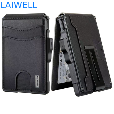 11.2*7.4*1.7cm Negro Porta tarjetas RFID de aluminio de alta capacidad Contiene hasta 12 tarjetas perfecto para viajes de negocios Diseño de lujo