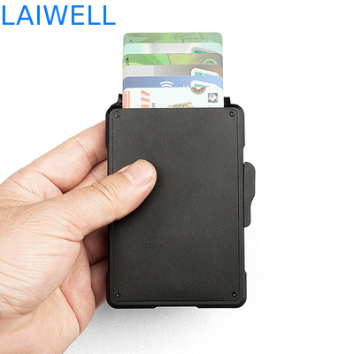 11.2*7.4*1.7cm Negro Porta tarjetas RFID de aluminio de alta capacidad Contiene hasta 12 tarjetas perfecto para viajes de negocios Diseño de lujo