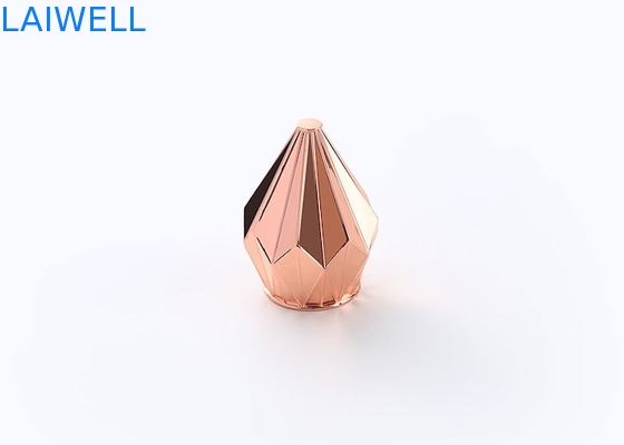 Tapa de botella de perfume de aleación de zinc dorada con forma de diamante única de lujo para tapas de botellas de fragancia, fundición a presión y mecanizado CNC