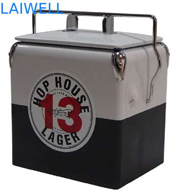 Refrigerador retro del metal rojo portátil 13L del SGS/una caja más fresca del metal del vintage