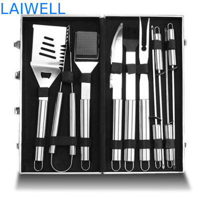Parrilla de acero inoxidable de la barbacoa de los accesorios 10PCS 304 de la BARBACOA con el caso de aluminio