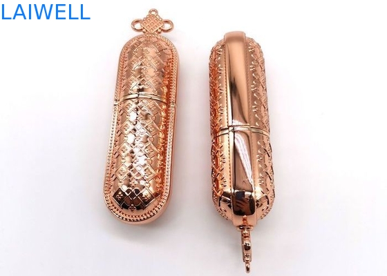 OEM Zinc Alloy Metal Die Casting Tube de lápiz labial con diseño de nudos chinos para productos de belleza de alta gama