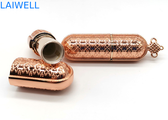 OEM Zinc Alloy Metal Die Casting Tube de lápiz labial con diseño de nudos chinos para productos de belleza de alta gama