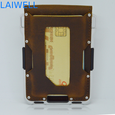 10 en 1 de bolsillo de cuero con tapa de cartón de aluminio cartera de ánodo oxidante