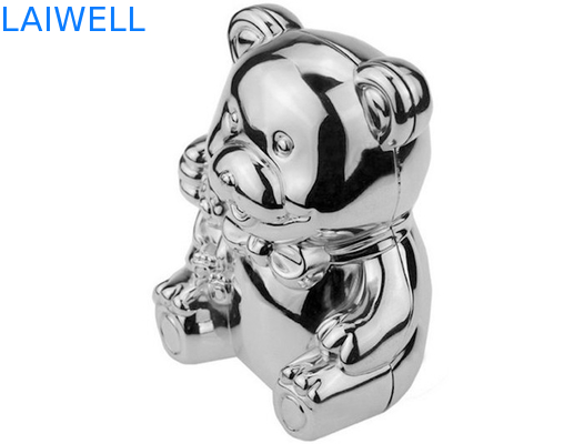 Teddy Bear Coin Bank Die plateado de plata lindo que echa 105*85*118m m