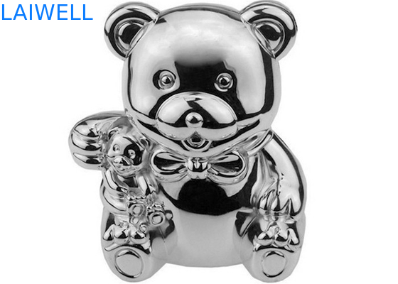 Teddy Bear Coin Bank Die plateado de plata lindo que echa 105*85*118m m