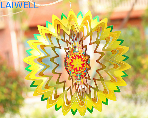 Estilo nórdico creativo de acero inoxidable del hilandero del viento del jardín de la flor brillante