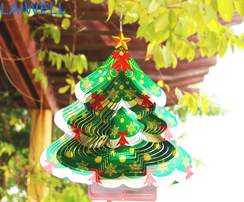 Carillones de viento giratorios del árbol de navidad del hilandero 3D del viento del metal de la anchura los 27cm