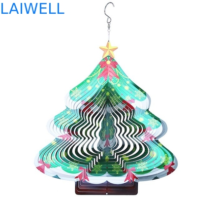 Carillones de viento giratorios del árbol de navidad del hilandero 3D del viento del metal de la anchura los 27cm