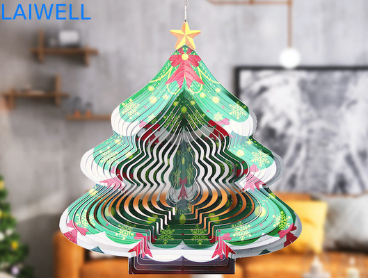 Carillones de viento giratorios del árbol de navidad del hilandero 3D del viento del metal de la anchura los 27cm
