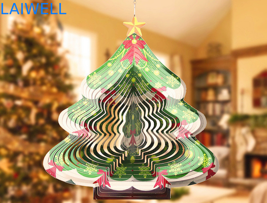 Carillones de viento giratorios del árbol de navidad del hilandero 3D del viento del metal de la anchura los 27cm