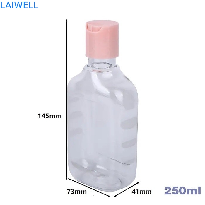 Envases de plástico reutilizables de las botellas transparentes de la loción del cuadrado del ANIMAL DOMÉSTICO de 73*41*145M M 250ML Eco para la organización casera