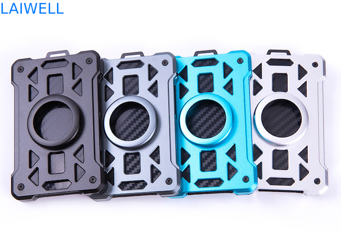 60*94*10MM Gris Carteras de RFID de aluminio personalizadas con AirTag y clip de acero