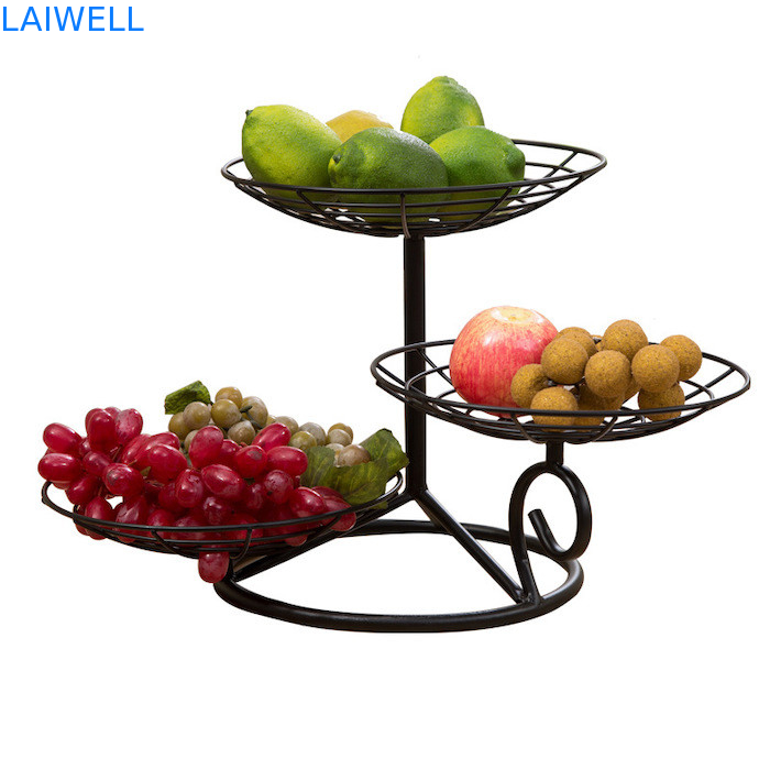 32 cm de altura horneado de hierro de metal negro de capas múltiples bandeja de hierro de frutas diseño personalizado para conveniencia