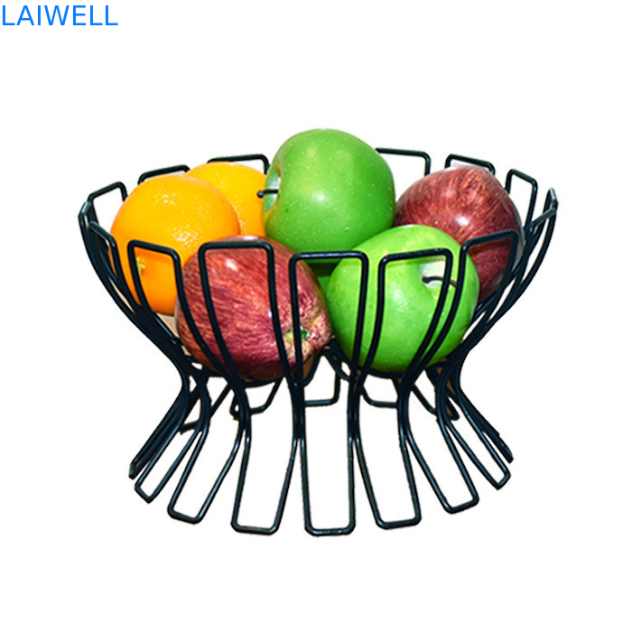 25*22*16CM Grabación con láser Logotipo negro horneado Arte de hierro europeo Cesta de frutas utensilios para el hogar de metal Para los requisitos del cliente