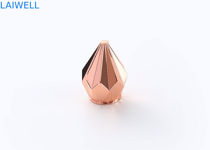 Tapa de botella de perfume de aleación de zinc dorada con forma de diamante única de lujo para tapas de botellas de fragancia, fundición a presión y mecanizado CNC