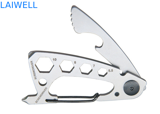74*35*6MM Sableado de precisión 420 Acero inoxidable Mini Multipropósito de la tarjeta de herramienta EDC de plata de apertura de botellas de metal